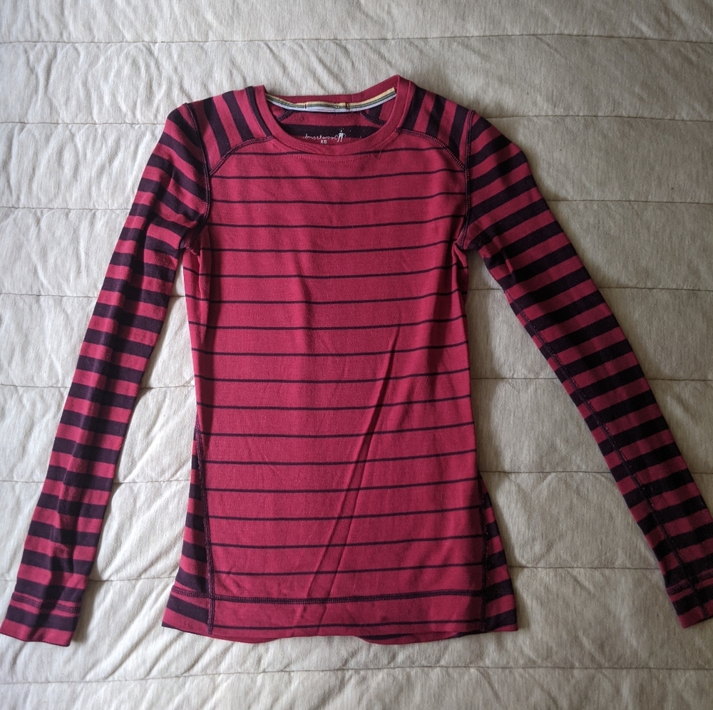 Women's Smartwool Red Striped Long Sleeve Shirt